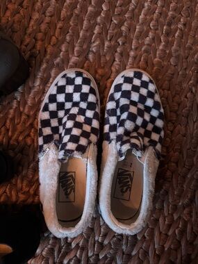 Vans Checkerboard Slip-On Sneakers in Black and White